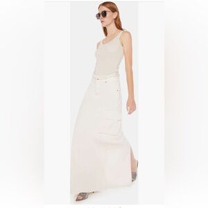 MOTHER Fun Dip Denim Cargo Maxi Skirt White Size 28 (Fits 6) NWT